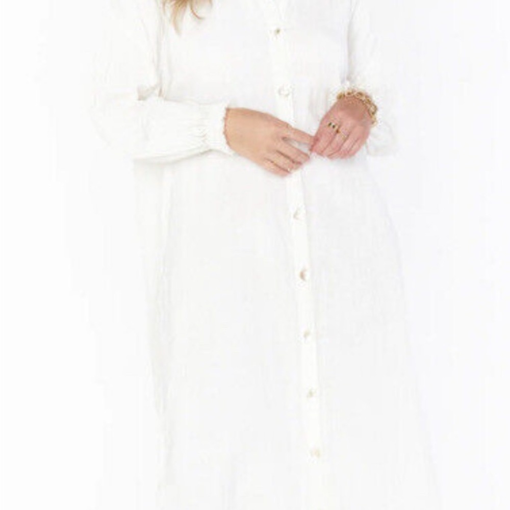 Show Me Your MuMu White Bishop Sleeve Button Down Shirt